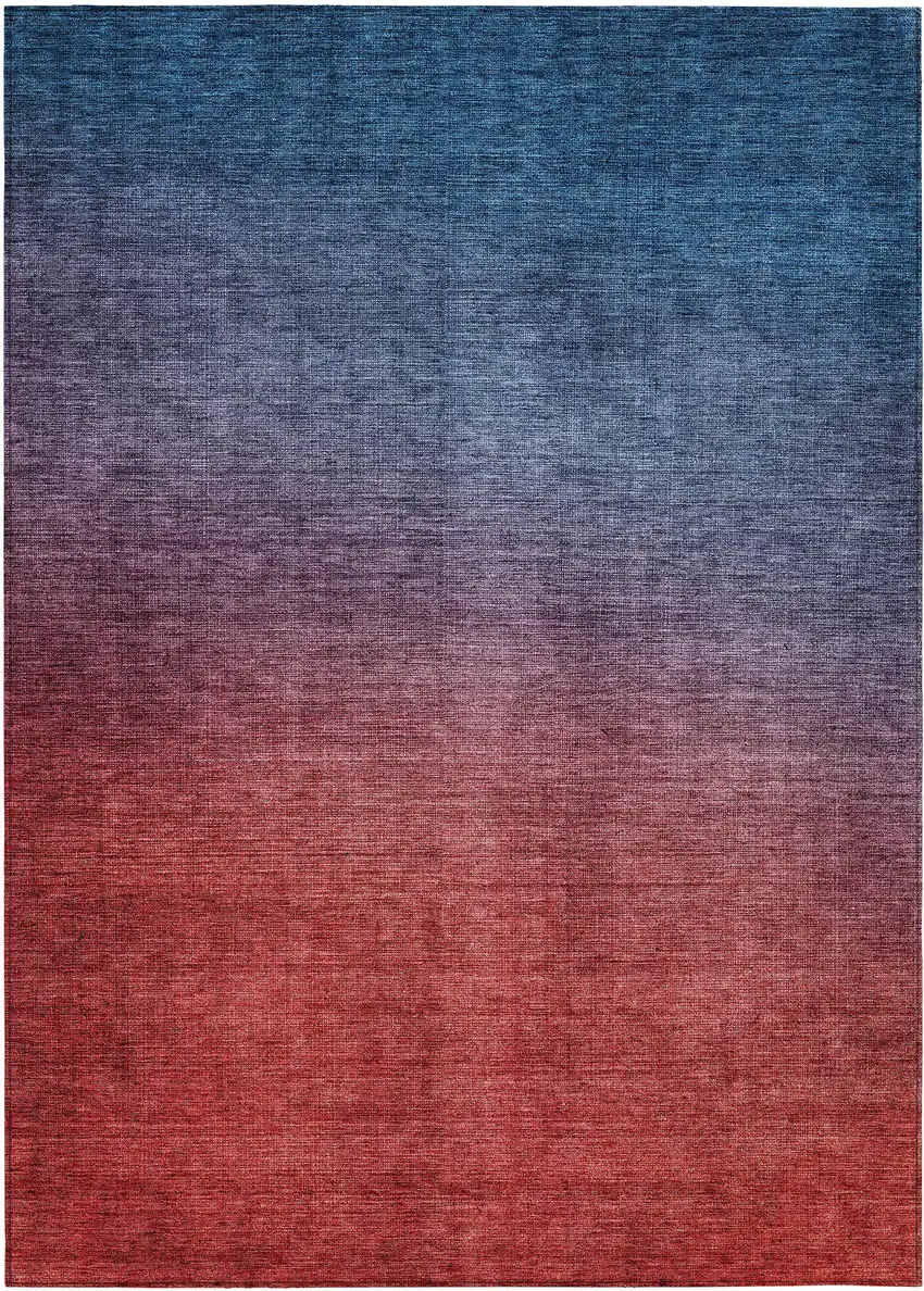 Navy Blue Ombre Washable Non Skid Indoor Outdoor Area Rug Photo 2