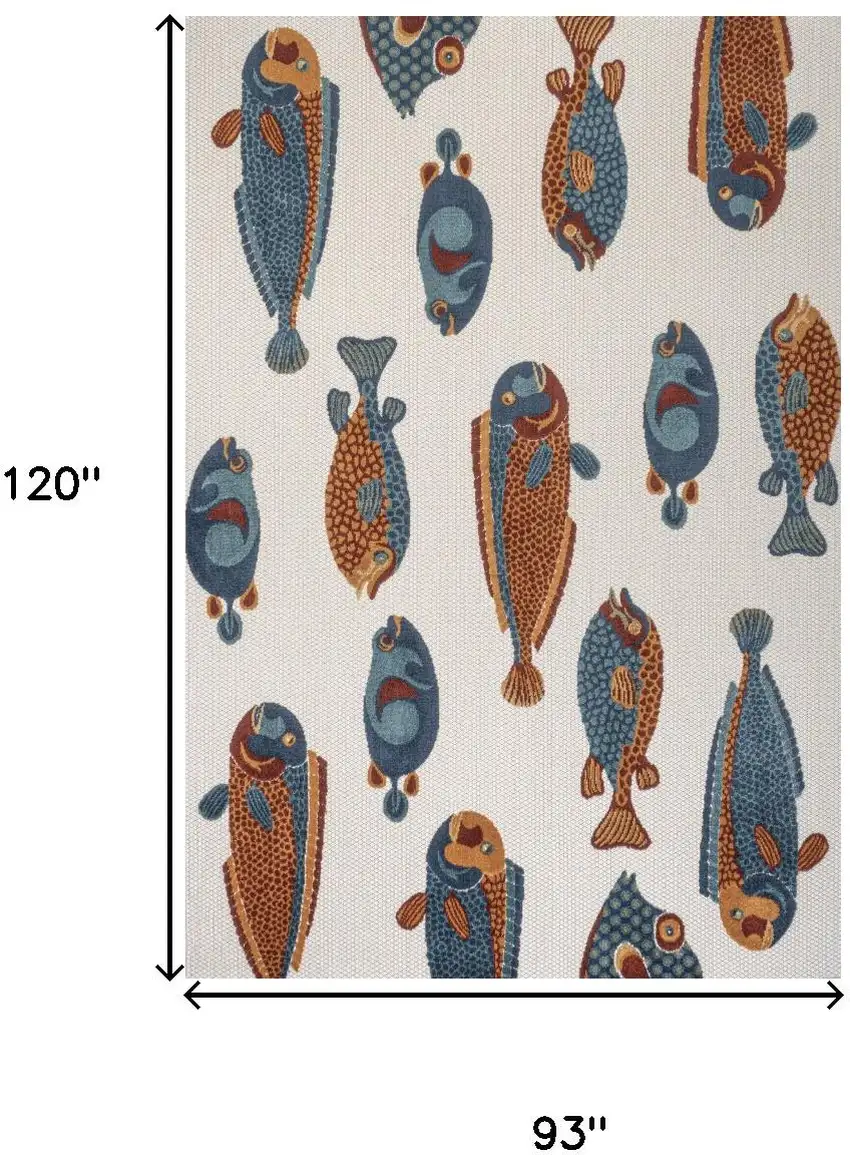 Navy Blue Orange And Cream Animal Print Indoor Outdoor Area Rug Photo 3