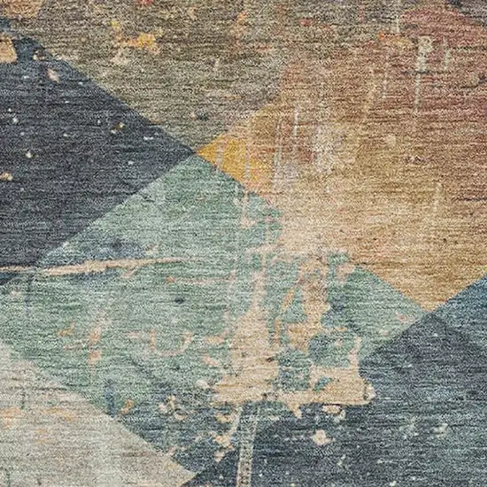 Navy Blue Orange And Red Geometric Washable Area Rug With UV Protection Photo 3