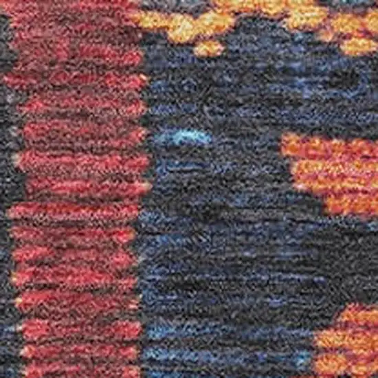 Navy Blue Orange And Red Tribal Washable Area Rug With UV Protection Photo 3