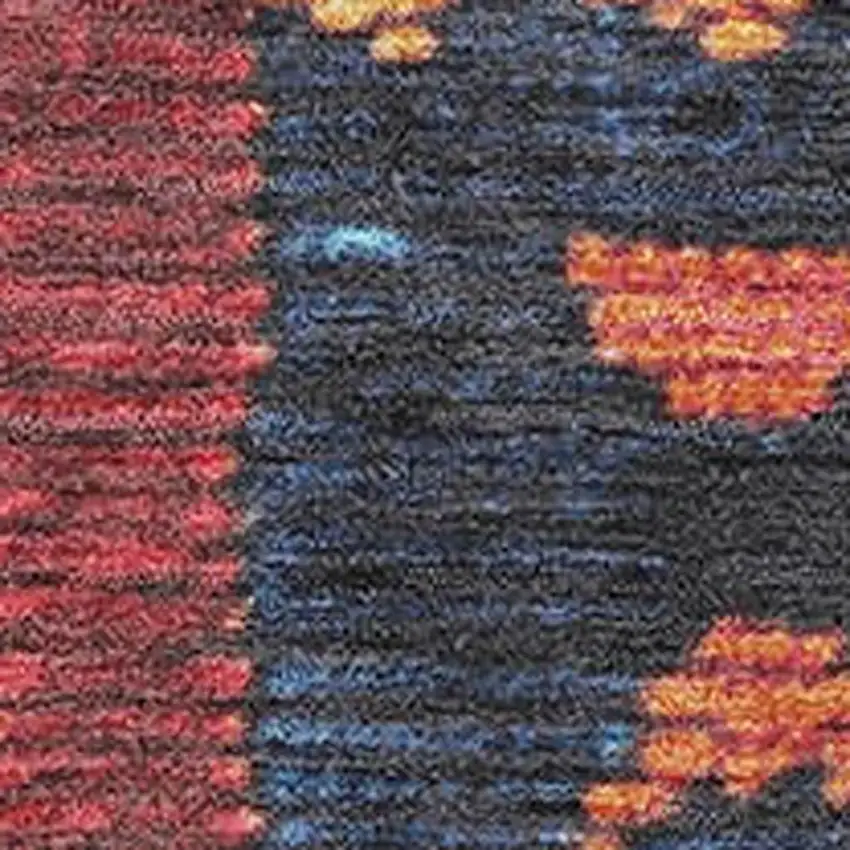 Navy Blue Orange And Red Tribal Washable Area Rug With UV Protection Photo 3