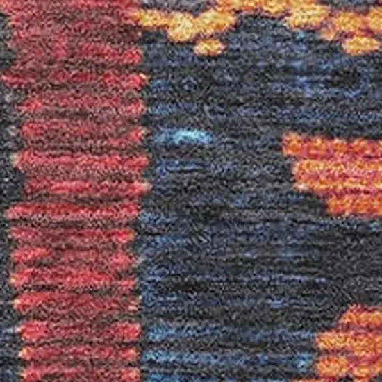 Navy Blue Orange And Red Tribal Washable Area Rug With UV Protection Photo 3