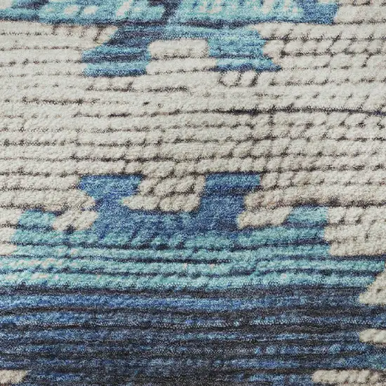 Navy Blue Orange And Red Tribal Washable Area Rug With UV Protection Photo 9