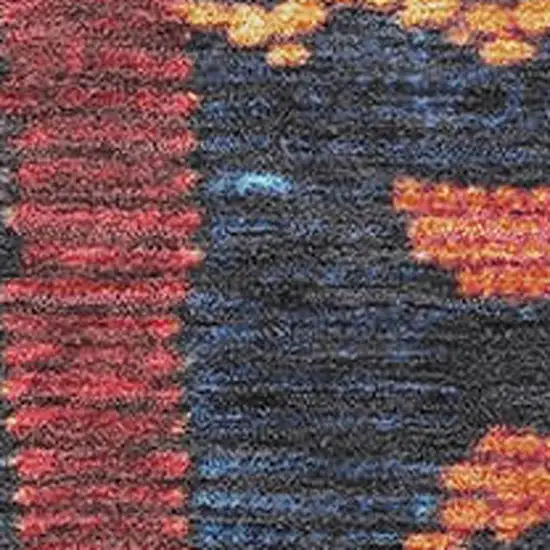 Navy Blue Orange And Red Tribal Washable Area Rug With UV Protection Photo 3