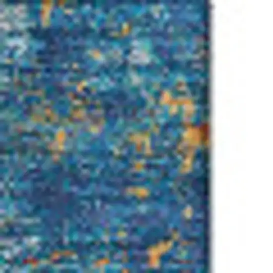 Navy Blue Orange And Teal Abstract Washable Area Rug With UV Protection Photo 3