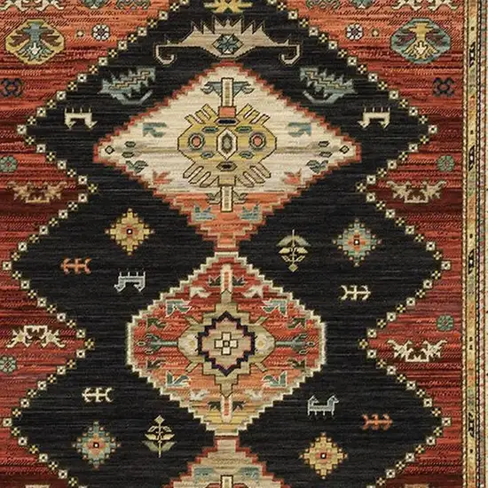 2' X 6' Navy Blue Oriental Power Loom Runner Rug With Fringe Photo 6