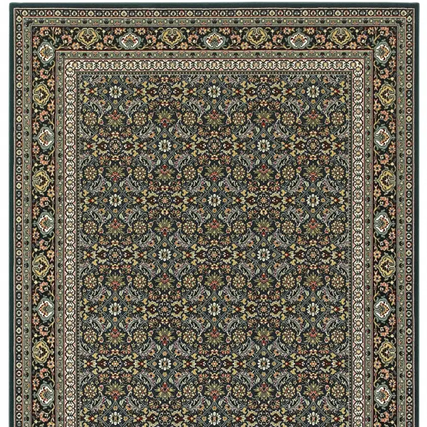 Navy Blue Oriental Power Loom Stain Resistant Area Rug Photo 4