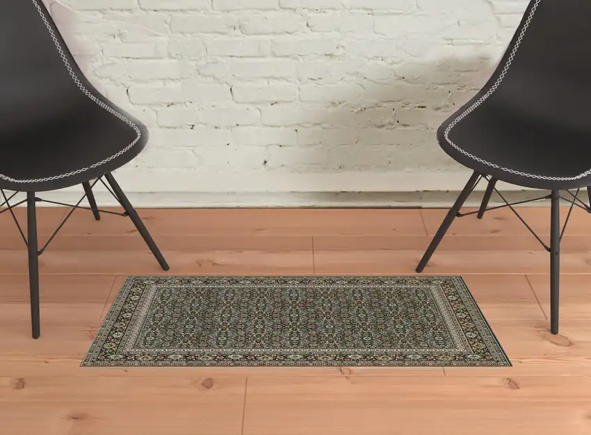 Navy Blue Oriental Power Loom Stain Resistant Area Rug Photo 2