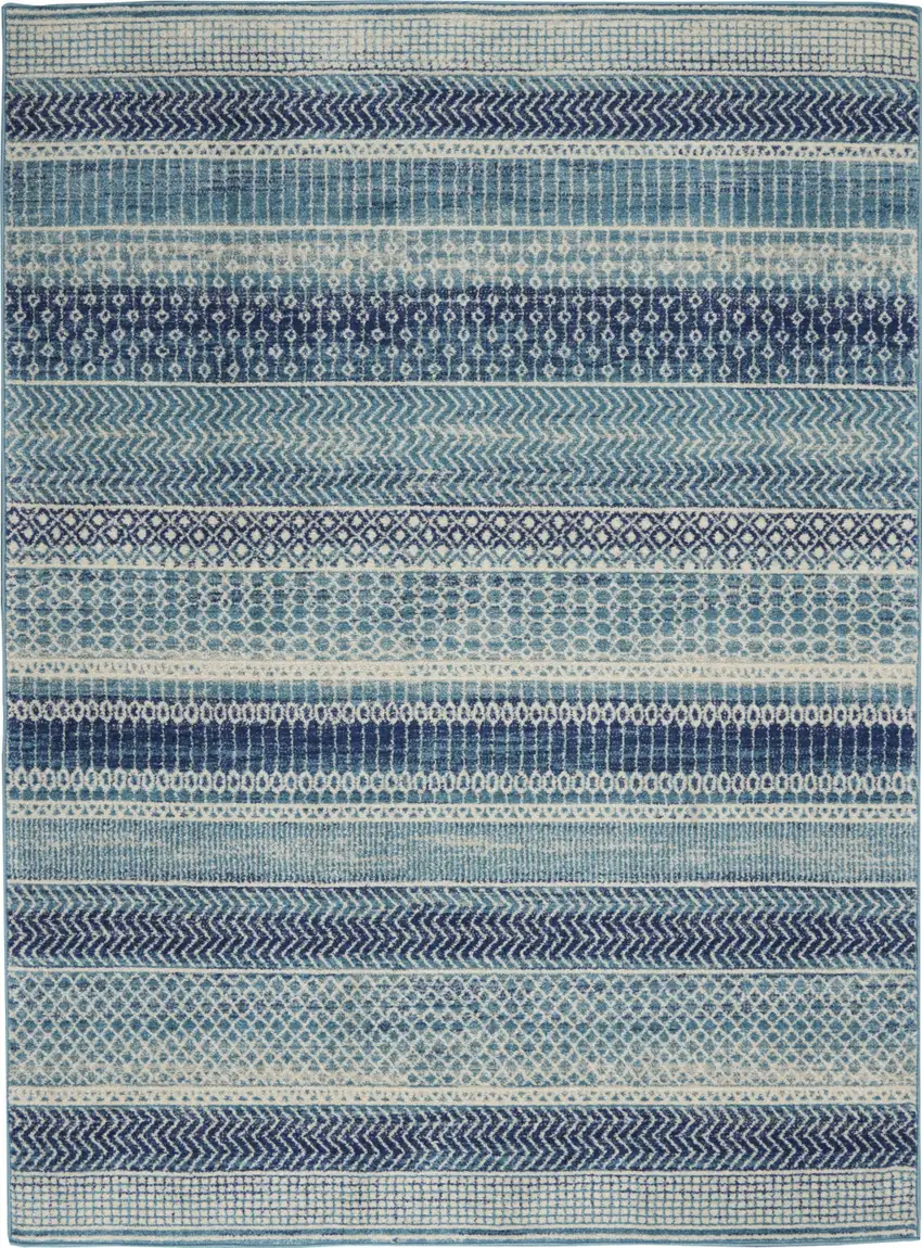Navy Blue And Ivory Southwestern Area Rug Photo 1