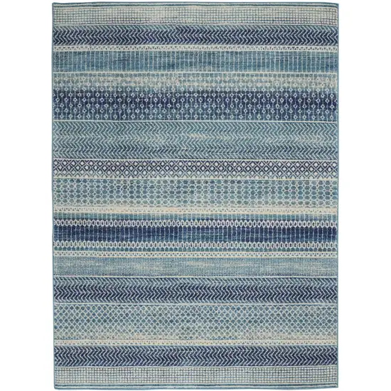 Navy Blue And Ivory Southwestern Area Rug Photo 1