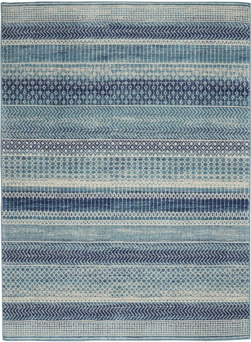 Navy Blue And Ivory Southwestern Area Rug Photo 1