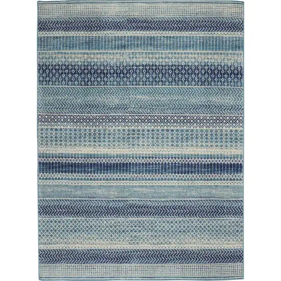 Navy Blue And Ivory Southwestern Area Rug Photo 8
