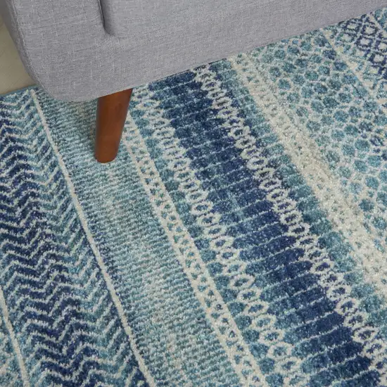 Navy Blue And Ivory Southwestern Area Rug Photo 9