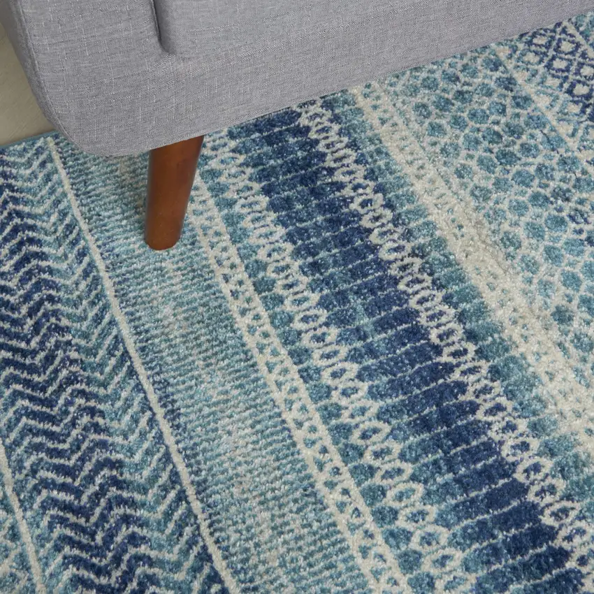 Navy Blue And Ivory Southwestern Area Rug Photo 9