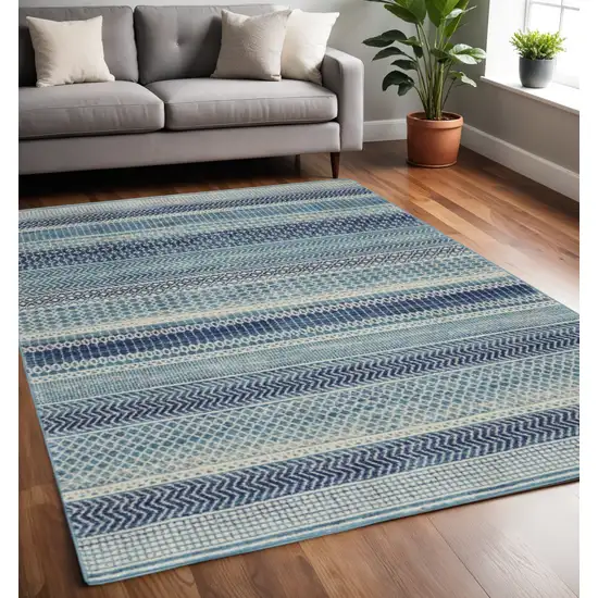 Navy Blue And Ivory Southwestern Area Rug Photo 1