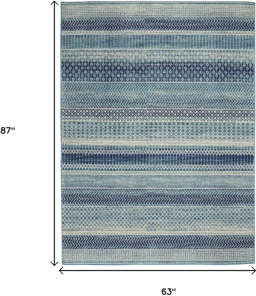 Navy Blue And Ivory Southwestern Area Rug Photo 3