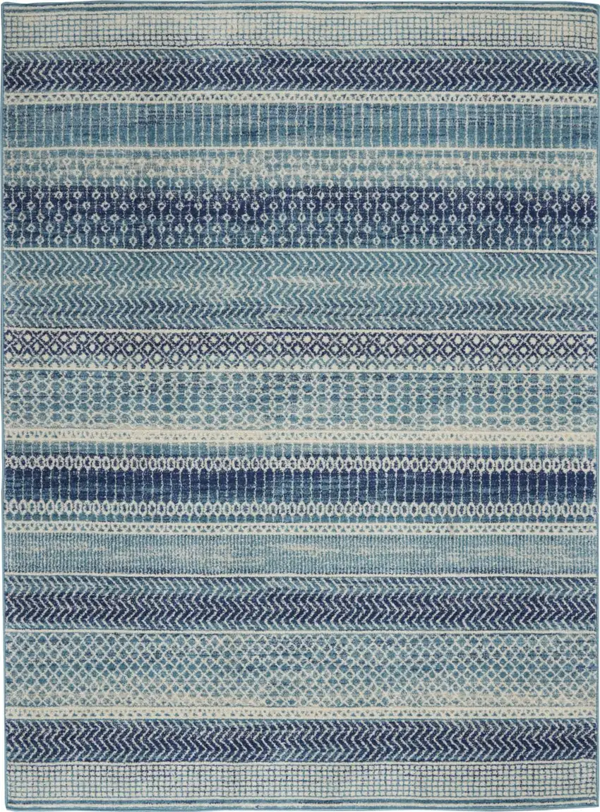 Navy Blue And Ivory Southwestern Area Rug Photo 8