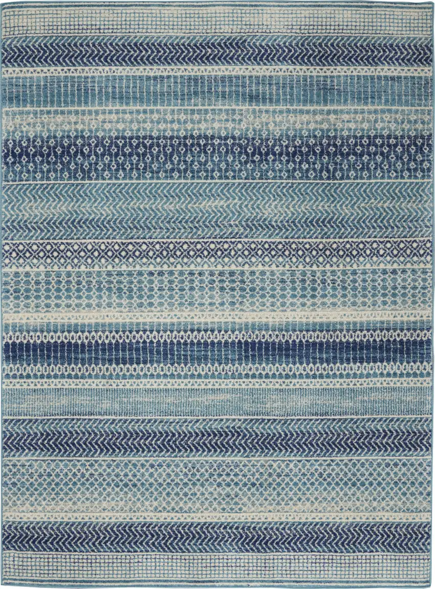 Navy Blue And Ivory Southwestern Area Rug Photo 3