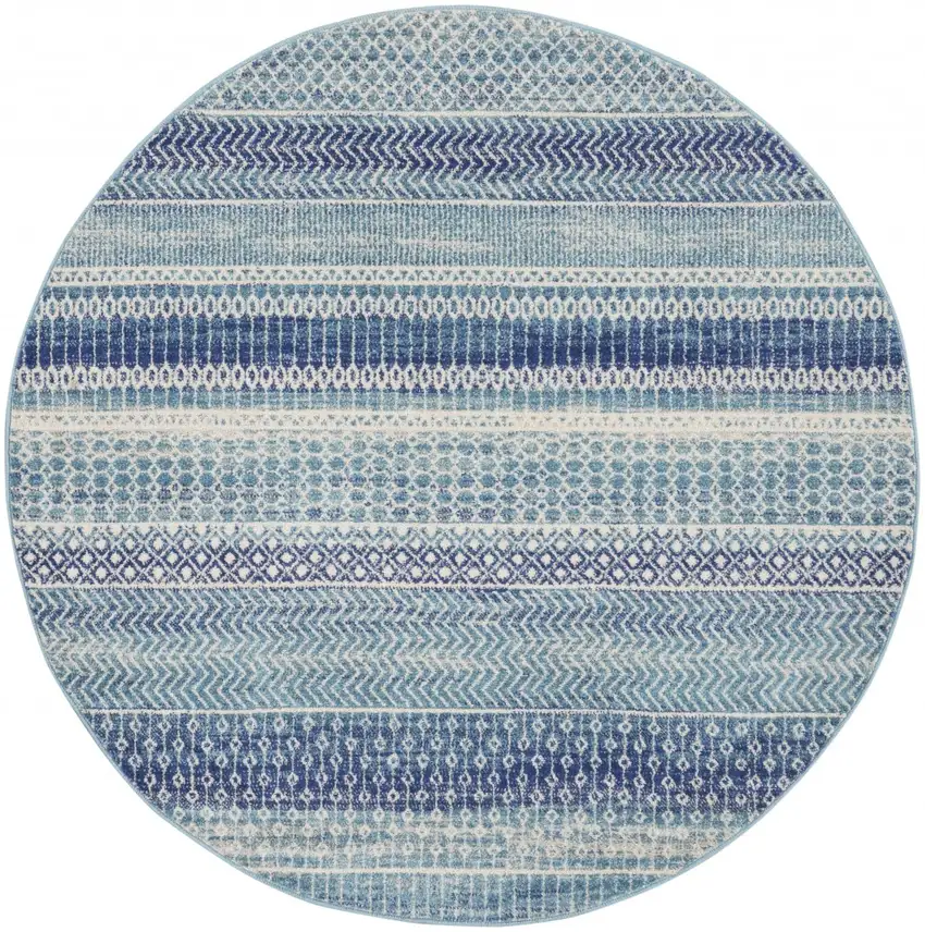 Navy Blue Ornate Stripes Area Rug Photo 1