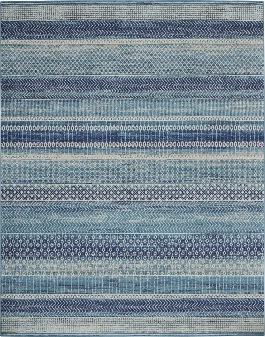 Navy Blue And Ivory Southwestern Area Rug Photo 8
