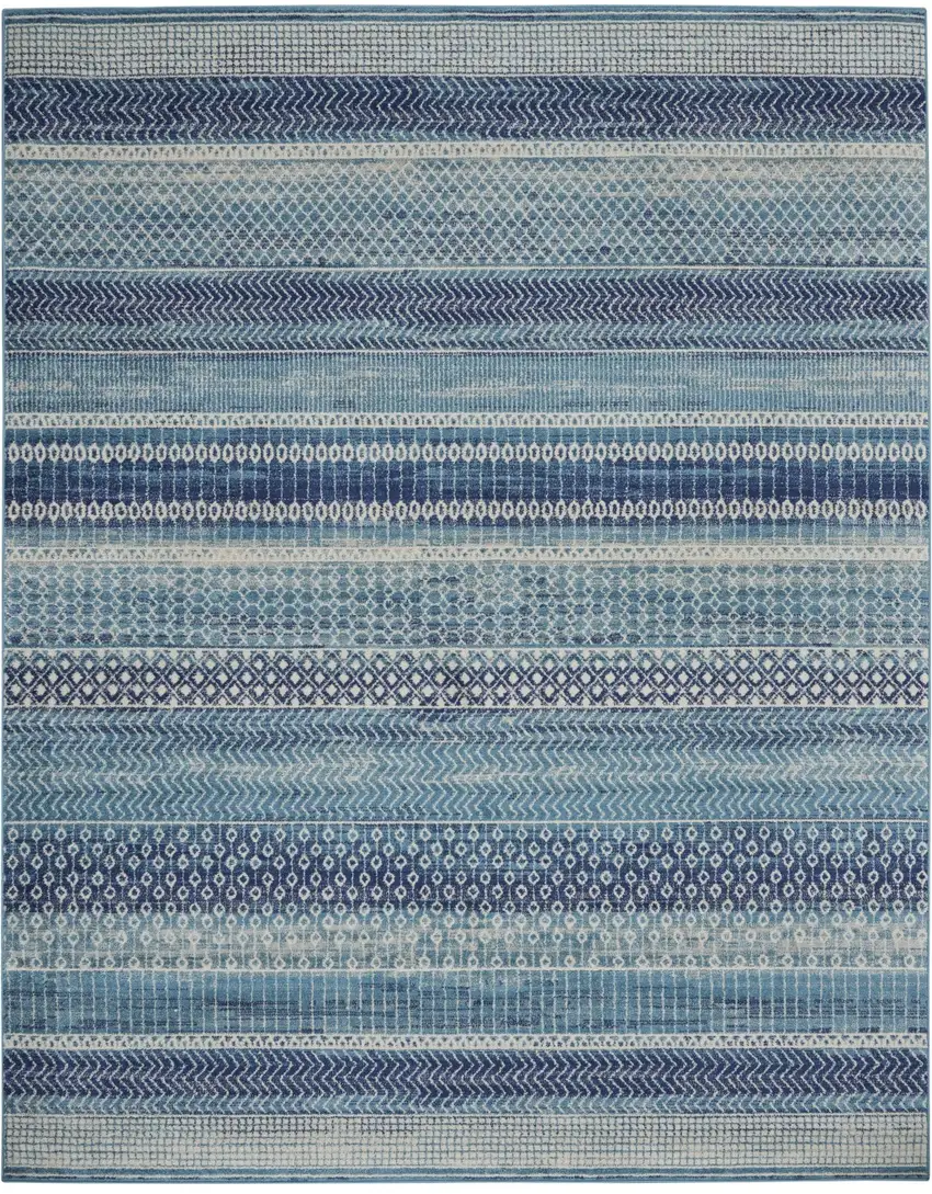 Navy Blue And Ivory Southwestern Area Rug Photo 2