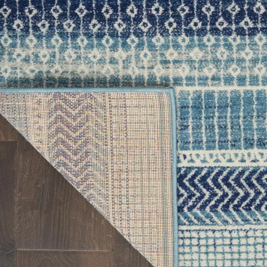 Navy Blue And Ivory Southwestern Area Rug Photo 8
