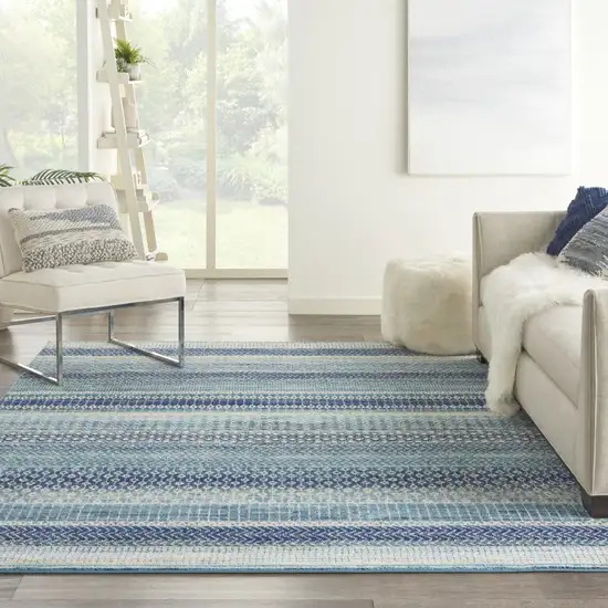 Navy Blue And Ivory Southwestern Area Rug Photo 4