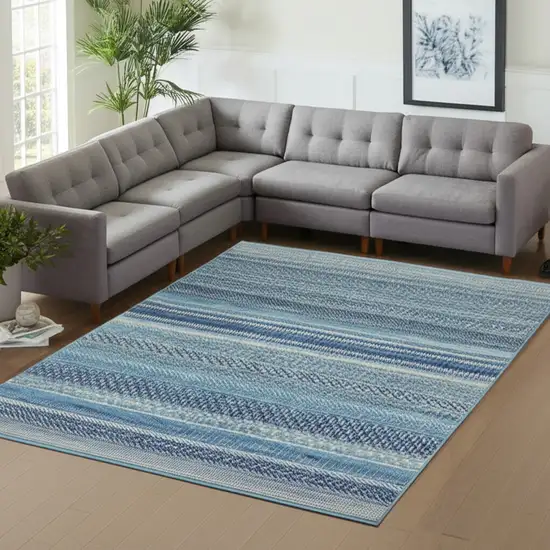 Navy Blue And Ivory Southwestern Area Rug Photo 1