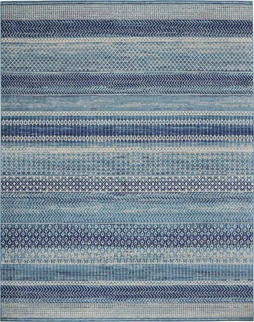 Navy Blue And Ivory Southwestern Area Rug Photo 7