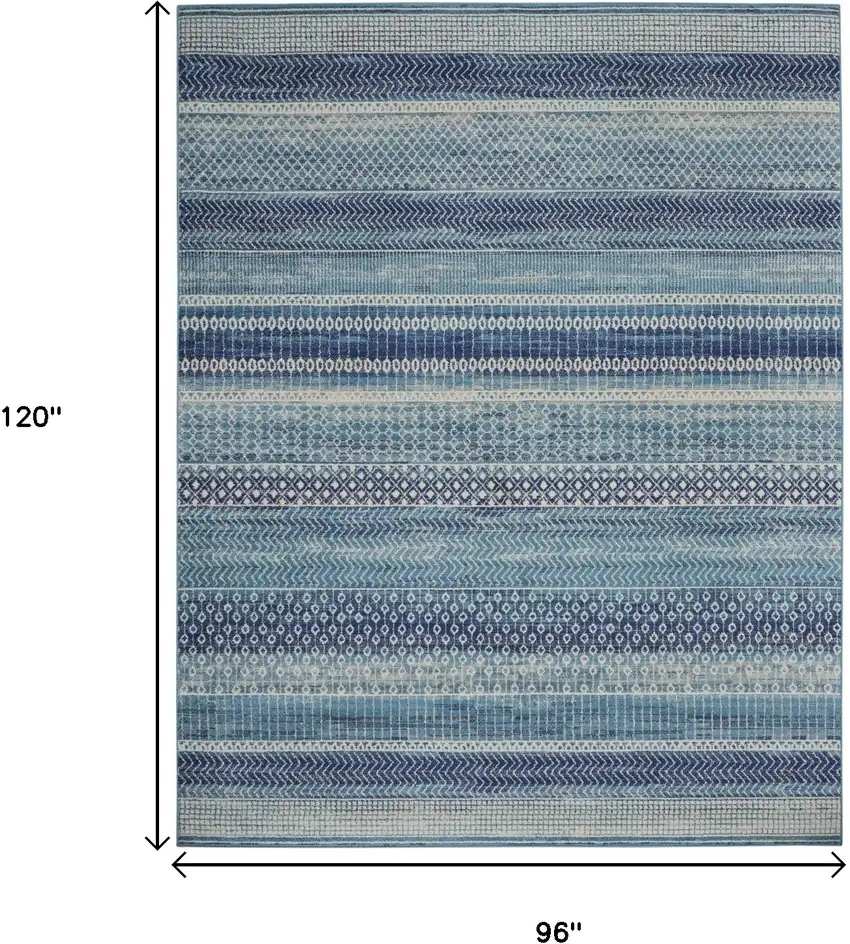Navy Blue And Ivory Southwestern Area Rug Photo 3