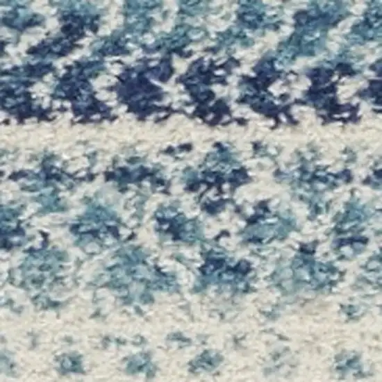 8' Navy Blue And Ivory Southwestern Runner Rug Photo 3