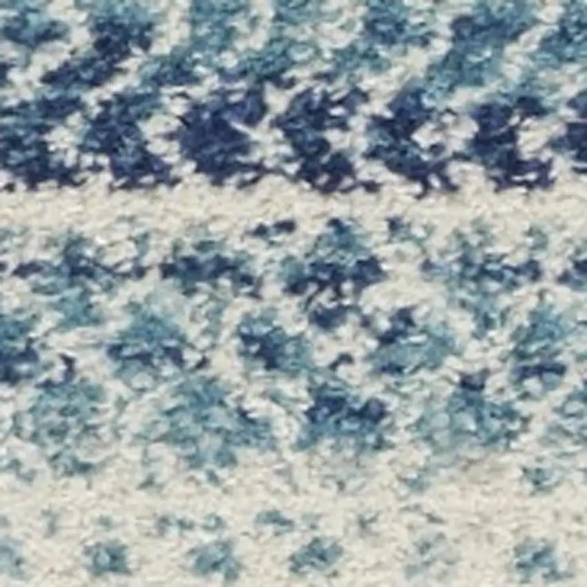 8' Navy Blue And Ivory Southwestern Runner Rug Photo 3