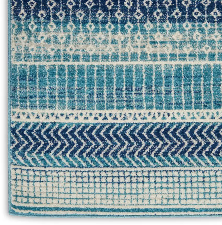 Blue And Ivory Striped Area Rug Photo 9