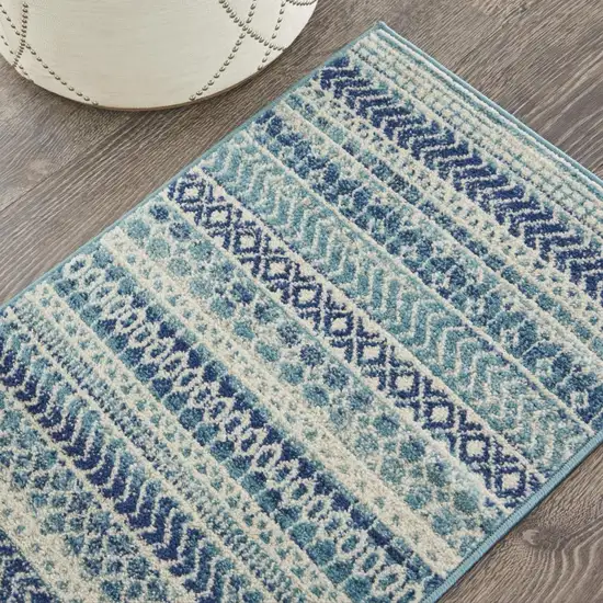 Blue And Ivory Striped Area Rug Photo 8