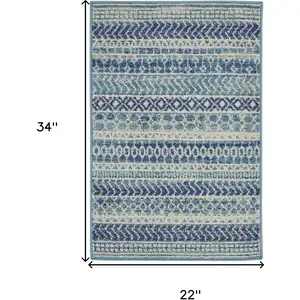 Photo of Navy Blue Ornate Stripes Scatter Rug