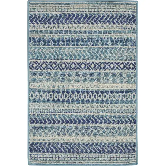 Blue And Ivory Striped Area Rug Photo 9