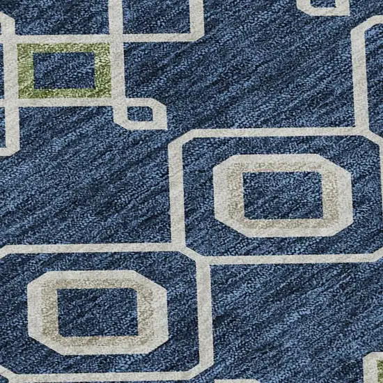 Navy Blue Peach And Gold Southwestern Washable Area Rug With UV Protection Photo 2