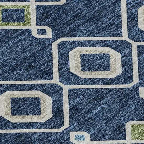 Navy Blue Peach And Gold Southwestern Washable Area Rug With UV Protection Photo 2