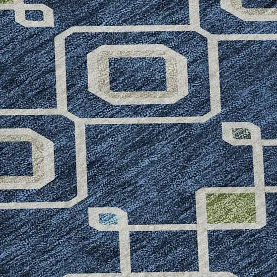 Navy Blue Peach And Gold Southwestern Washable Area Rug With UV Protection Photo 2