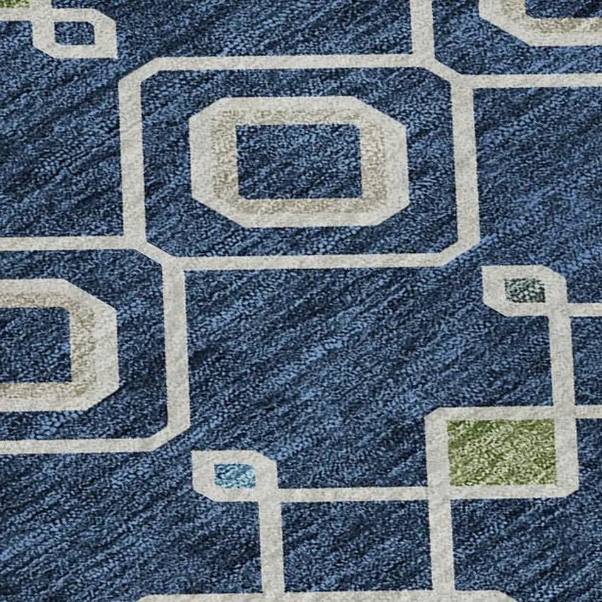 Navy Blue Peach And Gold Southwestern Washable Area Rug With UV Protection Photo 2