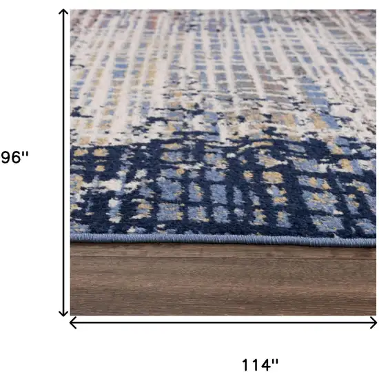 Navy Blue Pink Yellow Gray And Ivory Abstract Area Rug Photo 6