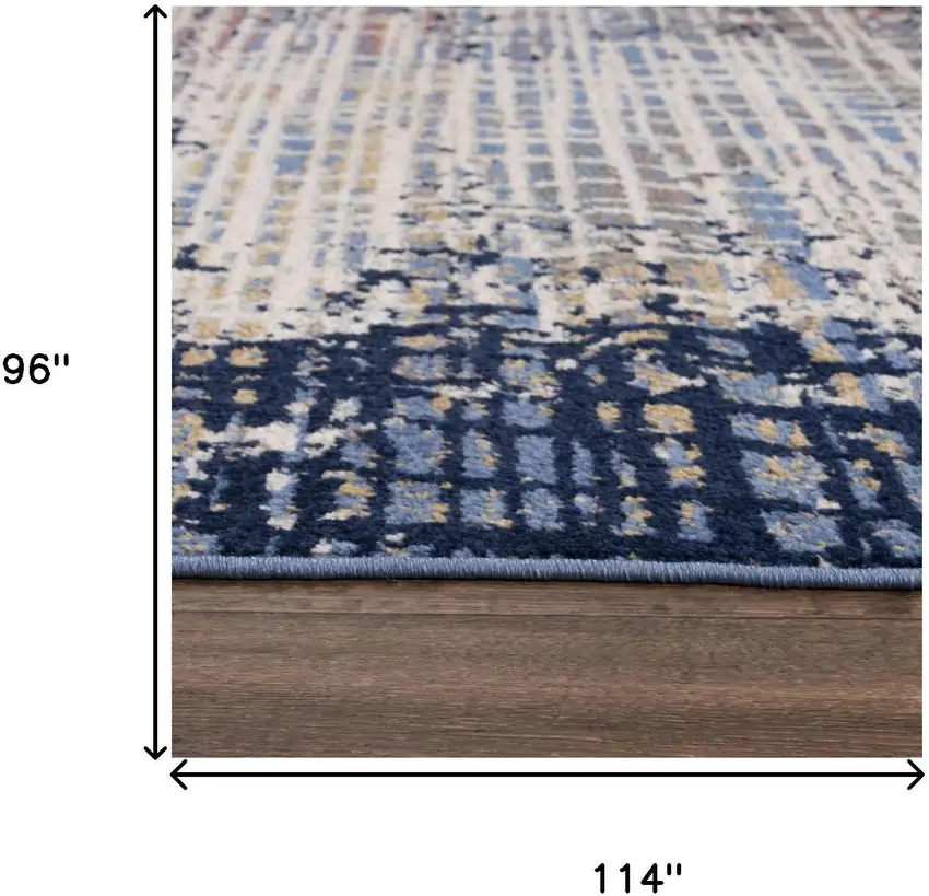 Navy Blue Pink Yellow Gray And Ivory Abstract Area Rug Photo 6