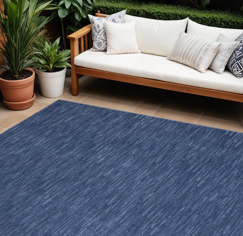 Navy Blue Indoor Outdoor Area Rug Photo 1