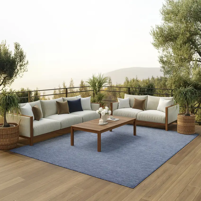 Navy Blue Indoor Outdoor Area Rug Photo 8