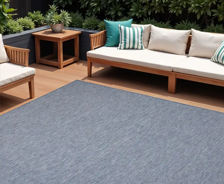 Navy Blue Indoor Outdoor Area Rug Photo 1