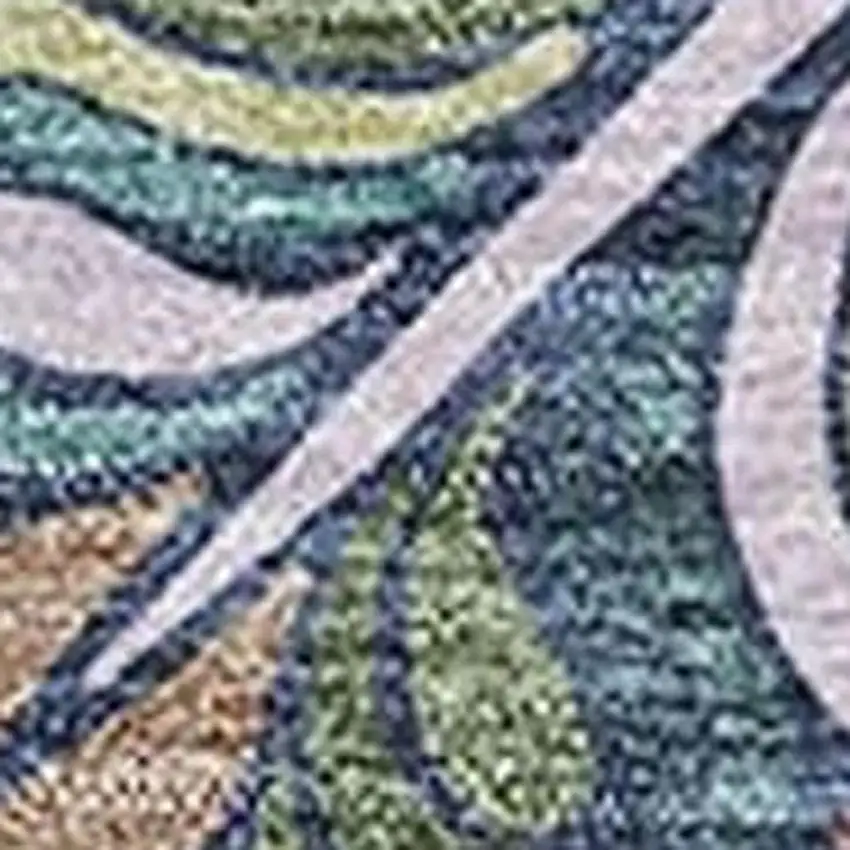 Navy Blue Purple And Teal Medallion Washable Area Rug With UV Protection Photo 3