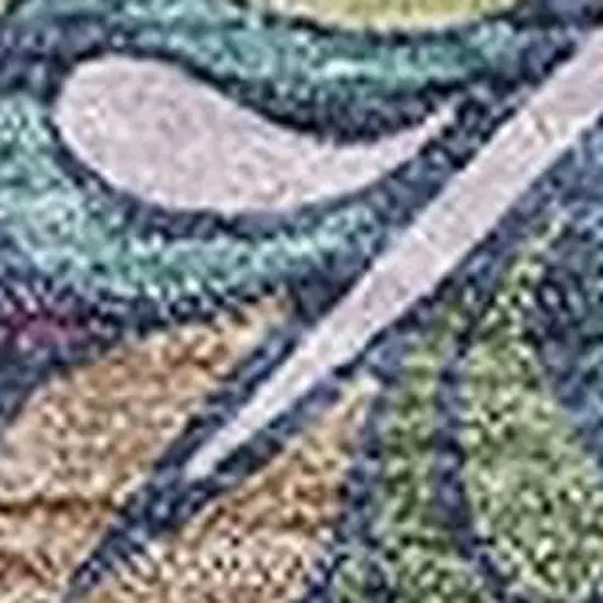 Navy Blue Purple And Teal Medallion Washable Area Rug With UV Protection Photo 3