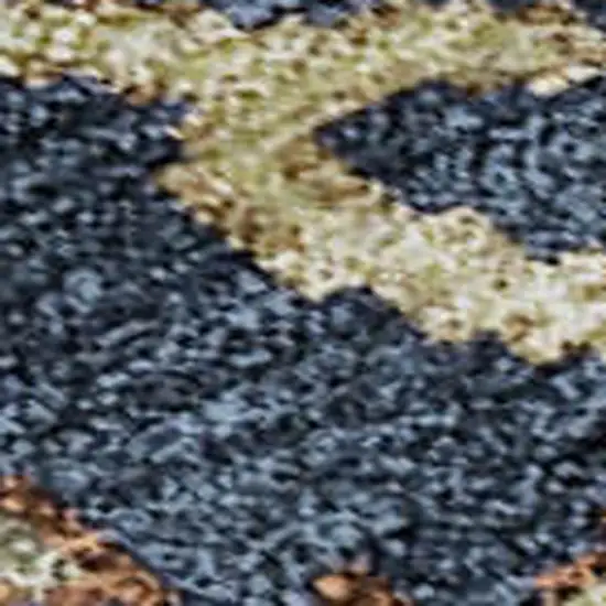 Navy Blue Red And Green Floral Washable Area Rug With UV Protection Photo 2