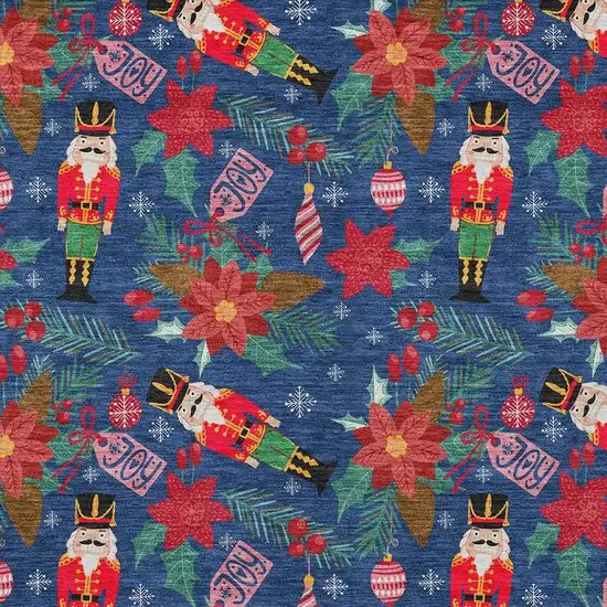 Navy Blue Red Black Pink And Brown Floral Washable Indoor Outdoor Area Rug Photo 3