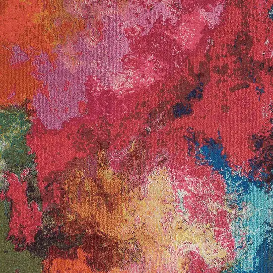 Navy Blue Red and Orange Abstract Non Skid Area Rug Photo 7